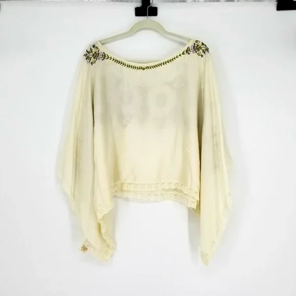 Free People Embroidered Women's draped  blouse - Contemporary w/Old World Charm - Picture 3 of 12